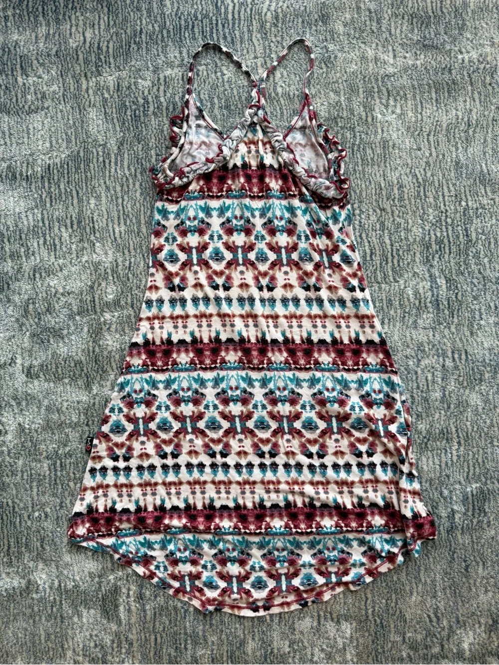 Boho Printed Slip Dress in Teal & Burgundy